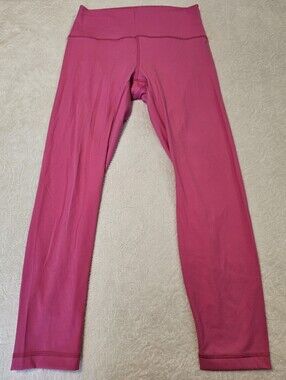 HeyNuts High-Waisted Yoga Leggings Bright Pink Women’s Size Large (12) Euc